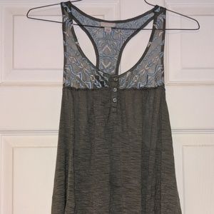 Sleeveless Top with Button and Embroidery Detail